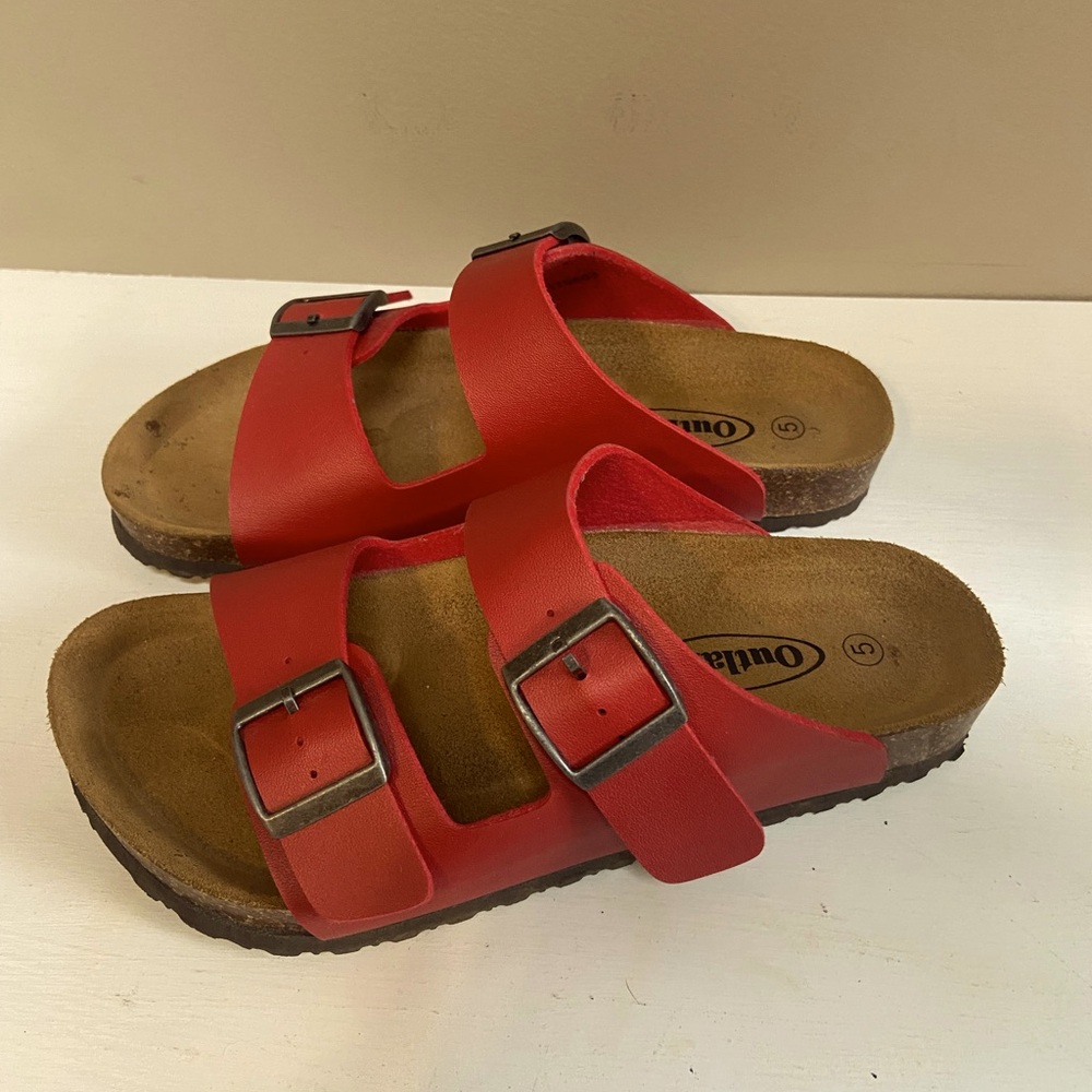 Red Outland slip on sandals